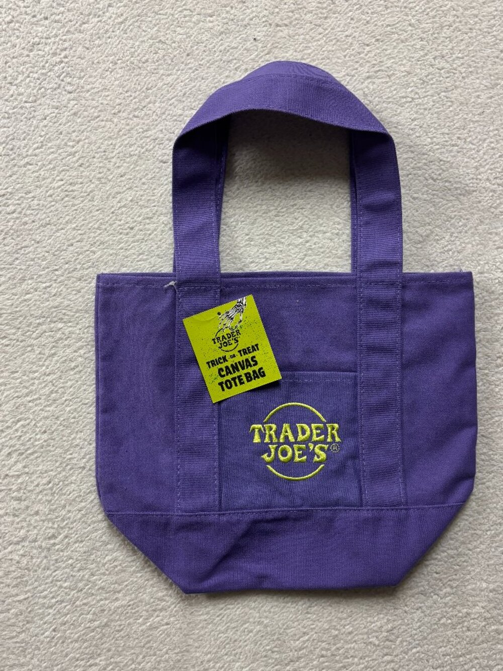 Limit Edition Trader Joe's Mini Tote Bag Halloween Purple Color
